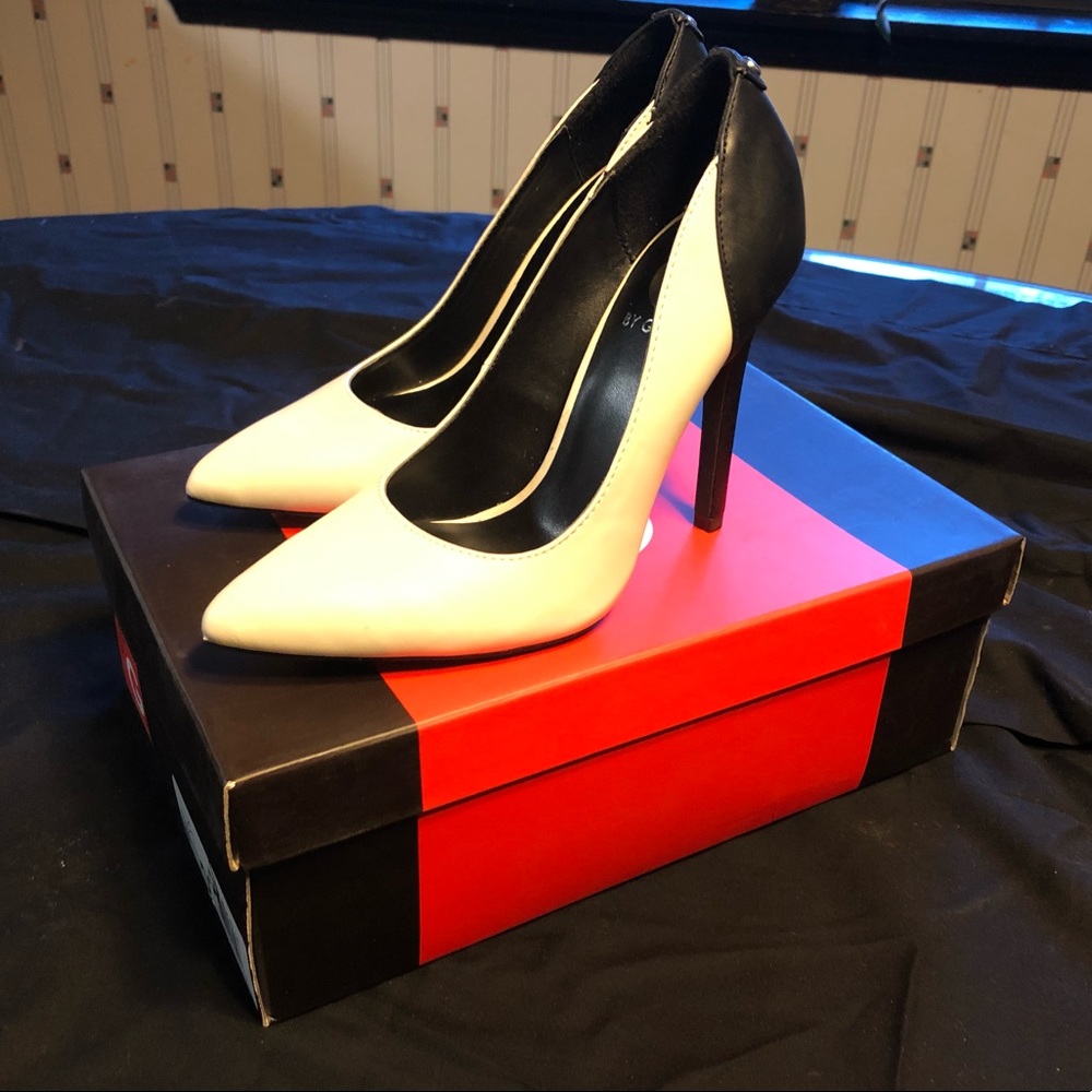Guess Heels! Black and white designer heels!